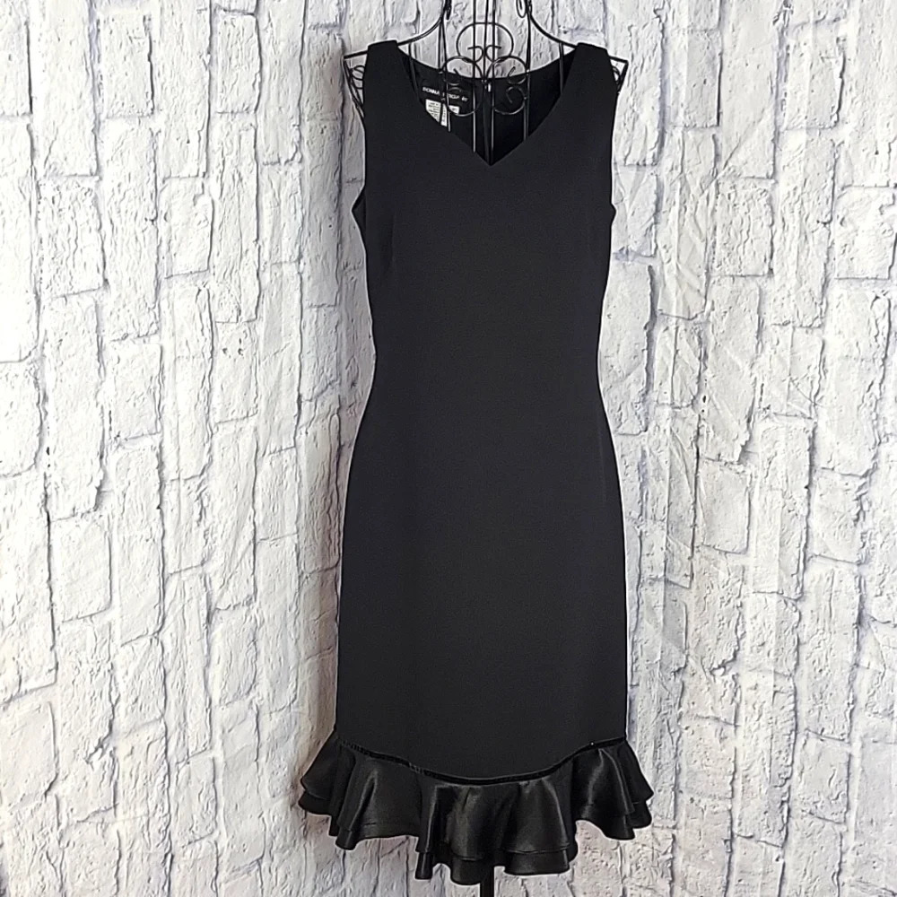 DONNA MORGAN Ruffled Black Flowy Dress Size 6